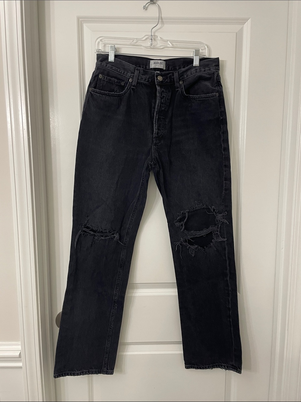 Agolde Black Distressed Straight Women’s Jeans